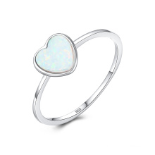 Fashion Heart 925 Sterling Silver Opal Rings